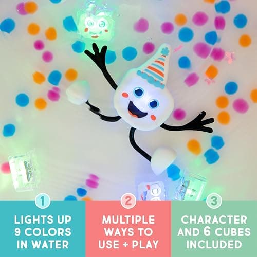 New Glo Pals Water-Activated Bath Toy with 6 Reusable Light-Up Cubes for Sensory Play (Party Pal) thumbnail 2