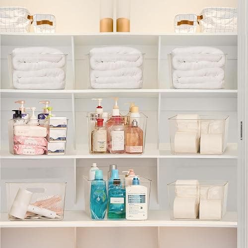Vtopmart 4 Pack Extra Large Clear Plastic Storage Bins,11x11 Cube Acrylic Organizer Square Containers with Handle for Pantry,Closet,LaundryRoom,Kitchen,Bathroom,UnderSink Organization thumbnail 6