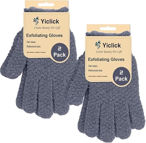 Yiclick Heavy Exfoliating Gloves 4Pcs, Exfoliating Mitts, Body Scrubber for Bath Shower Exfoliation, Body Scrub Exfoliator for Dead Skin Remover, Exfoliate Sponge Loofah Washcloth Men Women - Image 1