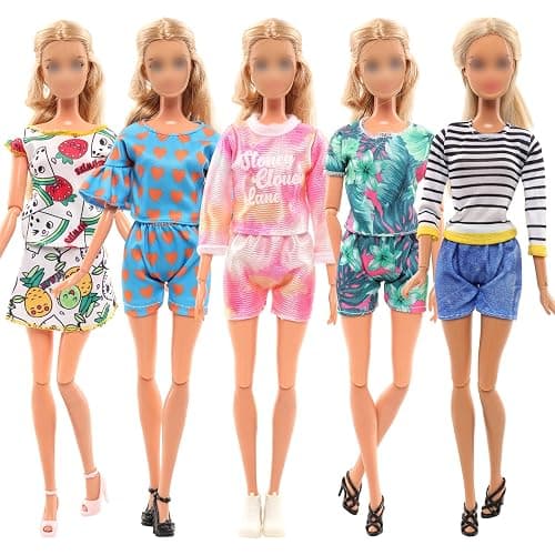 BARWA 10 Sets Doll Clothes Including 5 Bikini Swimsuits 5 Outfit Tops and Pants with 10 Shoes for 11.5 inch Dolls thumbnail 7
