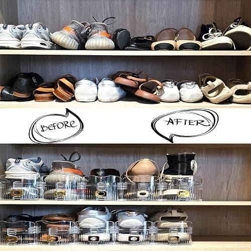 degcicx Shoe Slots Organizer,Adjustable Shoe Stackers,12 Pack Shoe Space Savers,Shoe Storage Holder for Closet,Transparent thumbnail 7