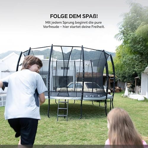 BSPORTY Trampolin Outdoor 305 cm mit Sicherheitsnetz, 5 verstärkte U-förmige Beine mit Mittelstütze, ASTM-Zertifiziert, Freizeittrampolin für Kinder und Erwachsene thumbnail 6