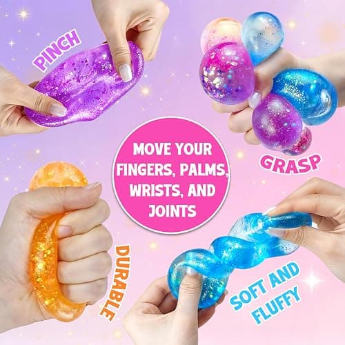 2 Pcs Stress Ball Fidget Toy, Soft Water Drop Stress Relief Gift for Kids Adults, Malt Sugar Squeeze Sensory Balls Stress Toys for Relief Anxiety Birthday Party Favors (Orange & Purple) thumbnail 5