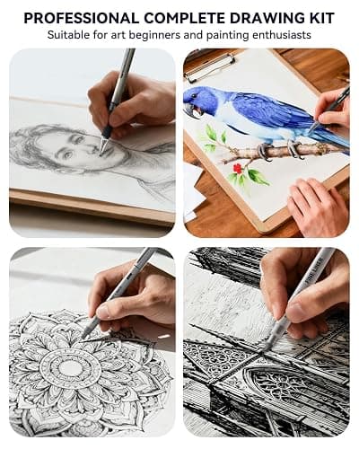 Four Candies 73PCS Advanced Art Supplies Drawing Kit with Fineliner Pens, Mechanical Pencils, 3-Color Sketchbook, Charcoal Sticks,Pastels for Sketching Drawing Comics Gifts for Professionals Artists thumbnail 7