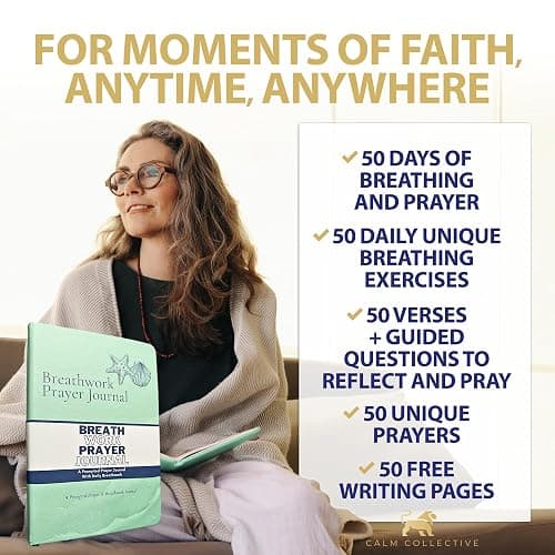 Calm Collective Breathwork & Prayer Journal for Women & Men, 50 Days of Stress Relief & Meditation, Holotropic Breathing Techniques, Reflection, Bible Study Supplies, Christian Gifts, Religious Gift thumbnail 3