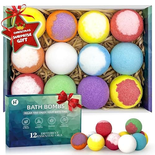 Bath Bombs for Women Mom Her Set, Christmas Stocking Stuffers for Teen Gifts - 12Pack Handmade Natural & Organic, Spa Relaxing Birthday Gifts for Men, Aromatherapy Bubble Bath, White Elephant Gifts - Image 1