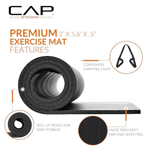 CAP Barbell 1/2-Inch High Density Exercise Yoga Mat with Strap | Multiple Options thumbnail 3
