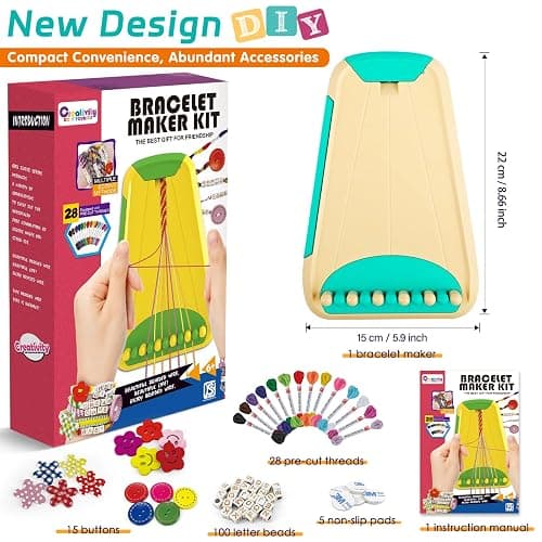 Arts and Crafts for Kids Ages 8-12,Friendship Bracelet Making Kit for Girl,Kids Jewelry Making Kit with 28 Pre-Cut Threads,Christmas Birthday Gifts for Ages 6 7 8 9 10 11 12 Year Old (Cyan) thumbnail 3