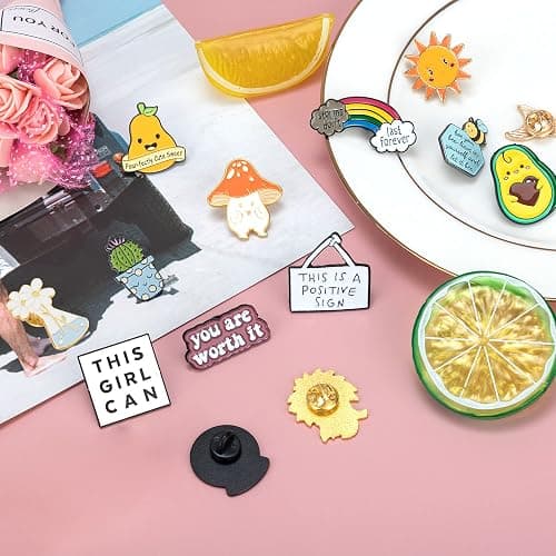 14 Pieces Positive Enamel Pins Set Motivational Enamel Lapel Pin Inspirational Cute Brooch Pin Badges for Women Clothing Bags Hats Decorations thumbnail 3