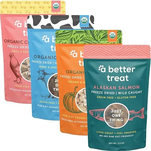 A Better Treat – Freeze Dried Organic Pumpkin, Wild Caught Salmon, Organic Grass Fed & Finished Pasture Raised Beef, Organic Chicken Dog and Cat Treats | Healthy, Diabetic Friendly | Made in The USA - Image 1