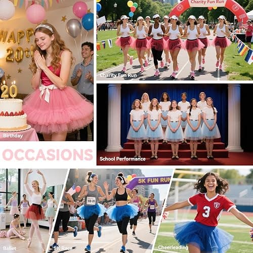 Zando Tutu for Women Adults Teens 5 Layers Halloween Costume Cosplay Tutu | Girls Tulle Dance Ballet Skirt: Elastic,Fluffy,Lightweight,Skin-Friendly,for Running Tutu,Party,Gift,4th of July thumbnail 7
