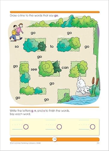 School Zone Sight Word Fun Workbook: 64 Pages, 1st Grade, Word Recognition, Spelling, Letter Sounds, Context Clues, Categorizing, Ages 6 to 7 (I Know It! Book Series) thumbnail 5