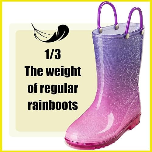 Puddle Play Kids' PVC Glitter Rain Boots with Easy-On Handles – Sparkly, Lightweight, for Girls & Boys – Toddler & Little Kid Sizes thumbnail 6