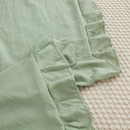 Sage Green Body Pillow Cover 20x54inches Long Pillowcase Ruffled Pillowcases Shabby Chic Ruffled Fringe Decor Body Ruffled Pillow Sham Cute Pillowcase (1 Body, Sea Green) thumbnail 7