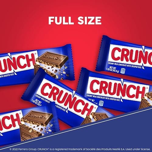 CRUNCH, Bulk 18 Pack, Milk Chocolate and Crisped Rice, Full Size Holiday Candy Bars, Stocking Stuffers, Individually Wrapped, 1.55 oz Each thumbnail 2