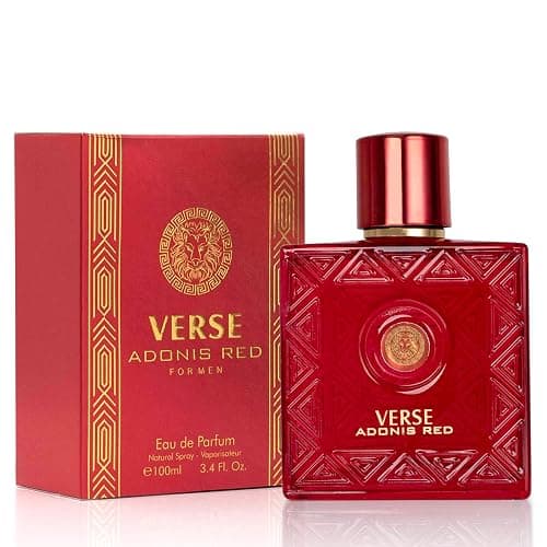 Verse Adonis Red for Men - 100ml Eau De Parfum Spray - Fruity Warm & Floral Fragrance Smell Fresh All Day Long Lasting Includes NovoGlow Carrying Pouch Gift for All Occasions - Image 1