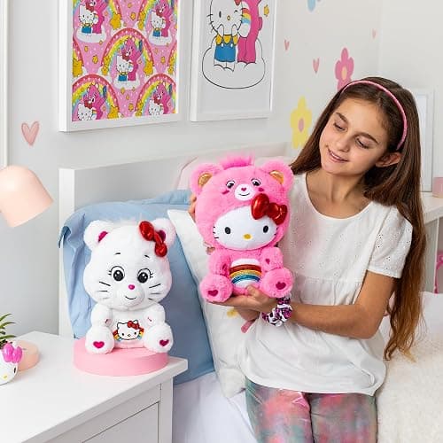 Care Bears Hello Kitty Loves Cheer Bear 10" Collectible Plush 2-Pack - Soft, Huggable Material! - Hello Kitty Loves Cheer Bear 10" Plush 2-pack thumbnail 2