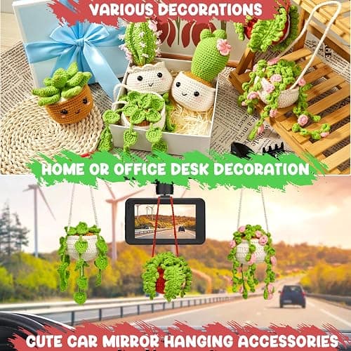 MAGIMUSE Crochet Kit for Beginners, Crochet Starter Kits, Amigurumi Craft Knitting Crocheting Kits with Step-by-Step Video Tutorials, 6 Pack Hanging Potted Plants Family(40%+ Yarn thumbnail 6