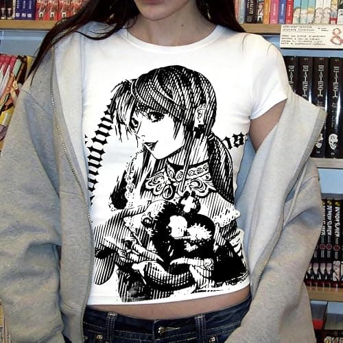 Graphic Tees Y2k Baby Tee Teens 2000s Vintage T Shirts Emo Grunge Printed Summer Crop Tops 2024 thumbnail 2