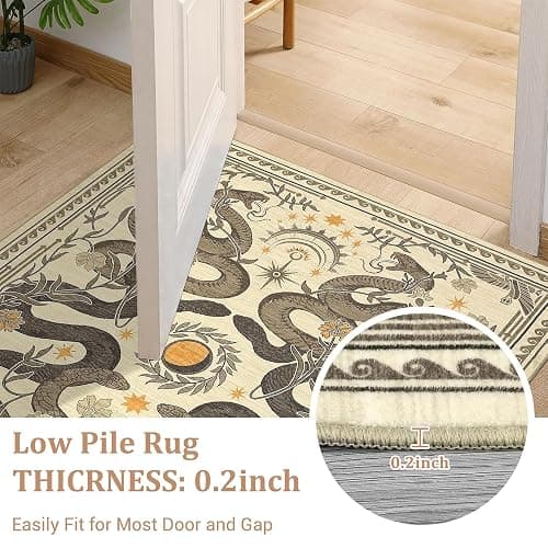 Snake 8x10 Rugs for Living Room Washable Non Slip Forest Soft Low-Pile Stain Resistant Thin Large Throw Carpet for Bedroom Dining Room Office Beige thumbnail 6