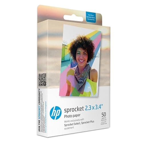 HP Sprocket 2.3 x 3.4 Premium Instant Zink Sticky Back Photo Paper (50 Sheets) Compatible with HP Sprocket Select and Plus Printers. - 50 Pack - Zink Paper - Image 1