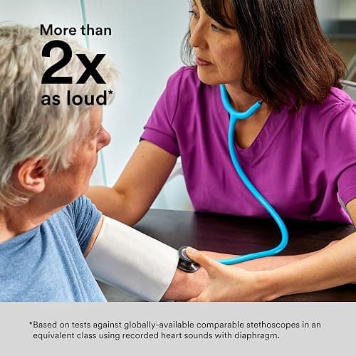 3M Littmann Classic III Monitoring Stethoscope, 5960, More Than 2X as Loud, Weighs Less, Stainless Steel Mirror-Finish Chestpiece, 27" Plum Tube, Pink Stem, and Smoke Headset thumbnail 4