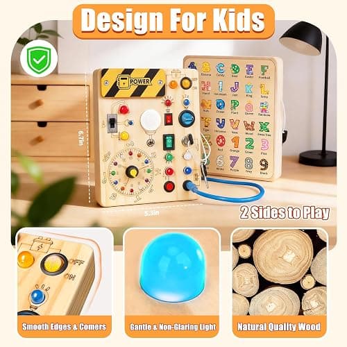 Konijiwa Busy Board - Montessori Toys for 1-3 Years Old Boys & Girls | Sensory Toys for Kids with Autism | Toddlers Learning Activity for Early Development (Busy Board v2) thumbnail 4