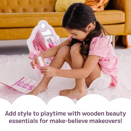 Melissa & Doug Wooden Beauty Salon Play Set, 18-Piece Vanity with Pretend Play Toys, Makeup, Mirror, Accessories & More, Preschool Toys for Girls & Boys Ages 3+ - FSC Certified thumbnail 9