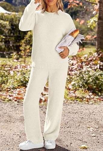 MEROKEETY Womens Pajama Sets 2026 Fall Lounge Sweater Set Cute Fuzzy Fleece 2 Piece Long Sleeve Cozy Winter Pj Outfits thumbnail 5