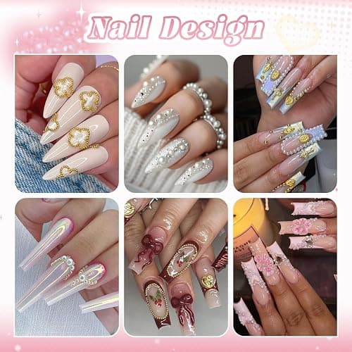 2 Boxes Flatback Pearls (White+Beige) and Silver+Gold Nail Beads for Nail Art with Rhinestone Glue Gel, Pearl Nail Charms and Gems and Small Round Caviar Beads for Acrylic Nail Tips Manicure thumbnail 5