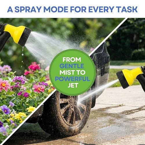 J&B XpandaHose 75ft Expandable Garden Hose, Lightweight, Brass Connectors | Ultra Strong 3750D fabric, 4-layer latex core, expands 3X, kink & leak-resistant, 10-pattern nozzle, storage bag thumbnail 6