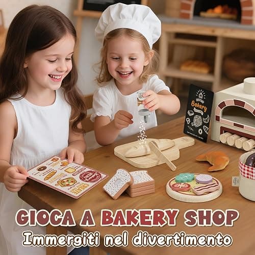 Lehoo Castle Cucina Giocattolo per Bambini, Pizza Giocattolo in Legno, Accessori Cucina Bambini, Giochi Bambino Bambina 3-5 Anni thumbnail 2