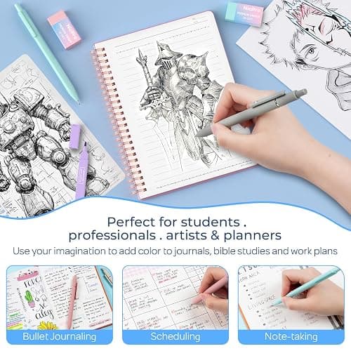 Nicpro 50PCS Cute Spiral Notebook Stationary Set For Women, Bible Journal Set, 3PCS A5 Spiral Notebook, Gel Pens, Sticky Notes & Tabs, Gift Box, Mechanical Pencils for Study Aesthetic School Supplies thumbnail 8