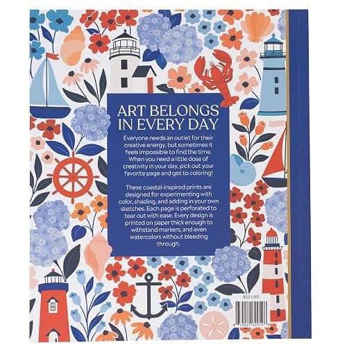 Coastal Americana Coloring Book by Elyse Breanne Design | 40 Single-Sided Pages, Nautical, Beachy and Summer Designs for Adults & Teens (8.5x10") thumbnail 4