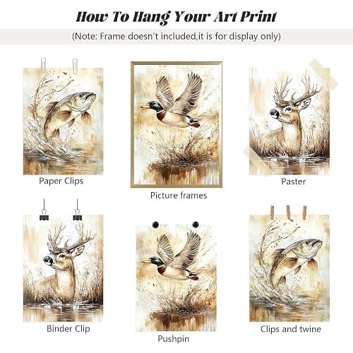 Vintage Animal Wall Art Baby Boy Room Canvas Wall Decor Farmhouse Animal Posters Kids Nursery Hunting Art Prints Rustic Deer Fish Pictures Mallard Duck Painting for Bedroom 12x16 Inch Unframed 3pcs thumbnail 7