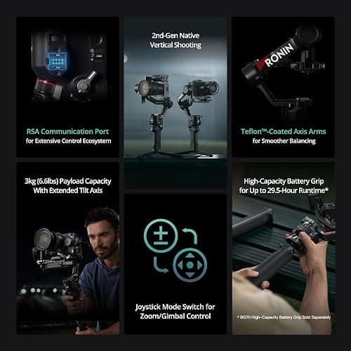 DJI RS 4, Gimbal Stabilizer for Camera, Canon/Sony/Nikon/Fujifilm | 2nd-Gen Native Vertical Shooting, 2-Mode Switch Joystick, Teflon Axis Arms, 3kg Payload thumbnail 2