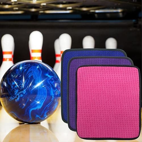Anglekai 3 Pack Bowling Ball Towels, 10" x 8" Microfiber Bowling Shammy Accessories with Easy-Grip Dots Non-Slip (Blue+Purple+Pink) thumbnail 7