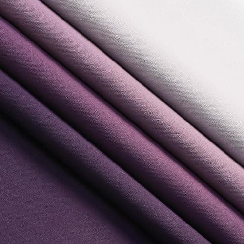 Estelar Textiler Purple and Greyish White Gradient Blackout Curtains 84 Inch Length 2 Panels Set for Bedroom, Ombre Light Blocking Insulated Thermal Window Grommet Curtains for Living Room, 52Wx84L thumbnail 8