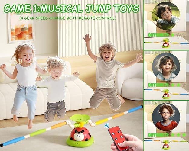 Pobaiyi 5 in 1 Musical Jump Toys, Toss Ring Game Stomping Launch Rocket Launcher for Kids, Obstacle Avoidance & Jump Squating Toy Games Remote Control Outdoor & Indoor Toys for Ages 4-8 8-13 thumbnail 4