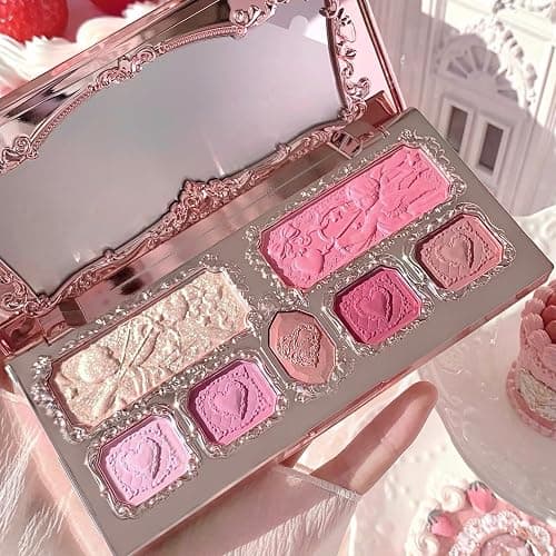 Flower Knows Strawberry Cupid Makeup Palette,Pink Face Makeup with 5 Matte + 2 Shimmer Shades,Blendable Smooth Cute All- In-One Make Up Palette,0.49 Oz(02 Cupid's Mischief) thumbnail 7