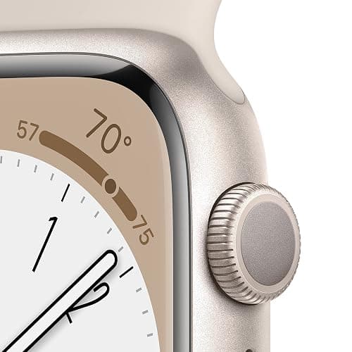 Apple Watch Series 8 [GPS, 41mm] - Starlight Aluminum Case with Starlight Sport Band, S/M (Renewed) thumbnail 3