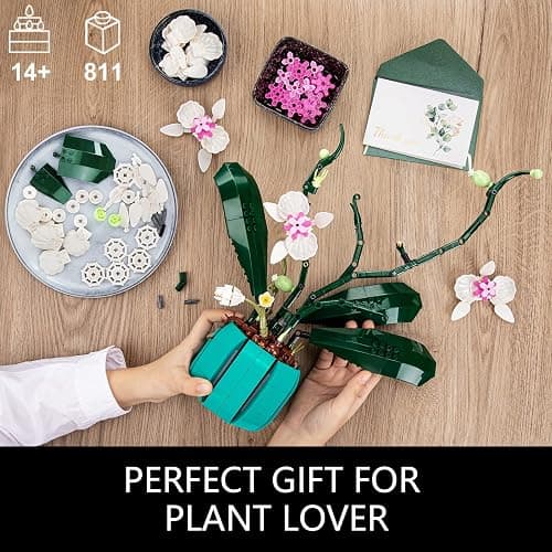 JOJO&Peach Orchid Bonsai Building Set, Botanical Collection, Artificial Flowers for The Home or Office, Gifts for Valentine, Mother's Day, Anniversary, Birthday (811 Pieces) thumbnail 6
