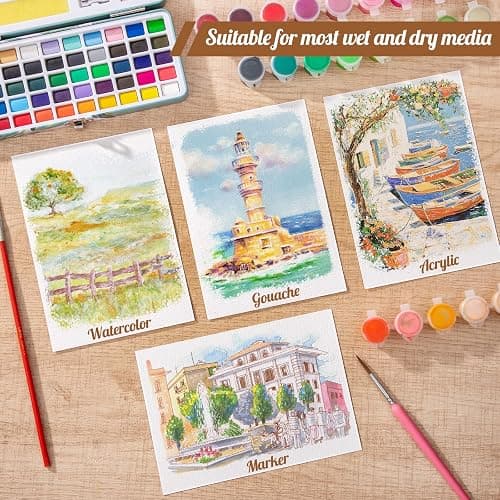 80 Sheets Watercolor Paper Bulk, 5 x 7 in, 110 Lb/230 GSM, Cold Press | White Paper, Good Absorbency, Less Warping, for Kids, Students, Beginners, Cards, Invitations, Watercolor and Sketching thumbnail 7