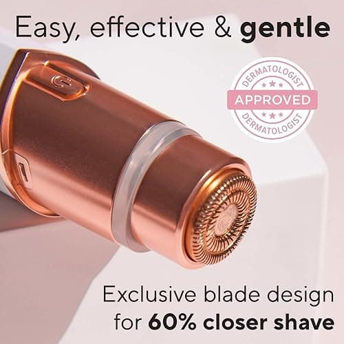 Finishing Touch Flawless Facial Hair Remover for Women, Rose Gold Electric Face Razor with LED Light, Recyclable Packaging thumbnail 3
