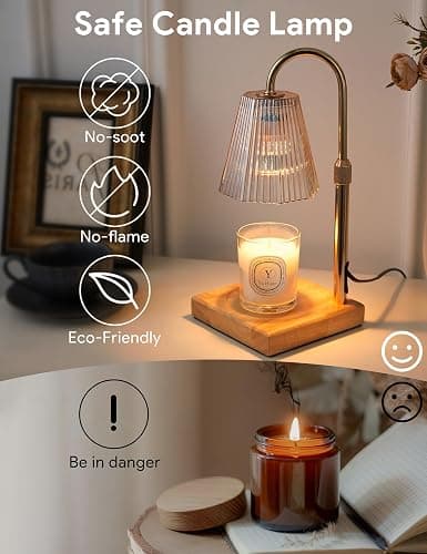 Allanmen Candle Warmer Lamp with Timer, Dimmable Candle Warmer for Home Decor, Birthday Gifts for Women, Adjustable Height Wax Melts Warmer with 2 Bulbs thumbnail 3