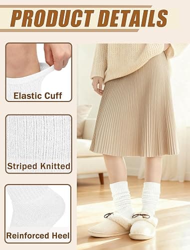 Chalier 3 Pairs Wool Socks for Women Winter Slouchy Boot Socks Thick Warm Long Hiking Scrunch Crew Sock thumbnail 4