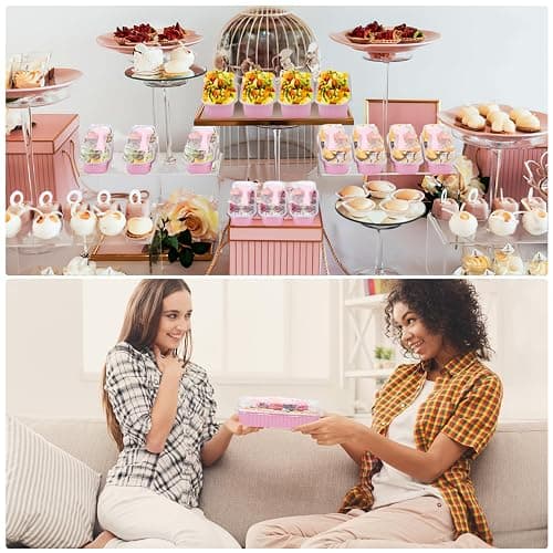 ylnurac 25Pack Pink Mini Cake Pans with Lids Mini Loaf Pans and Spoons and Stickers, 6.8Oz Aluminum Foil Pans Tins, Individual Dessert Cups Containers for Sales,Party,Picnics thumbnail 4