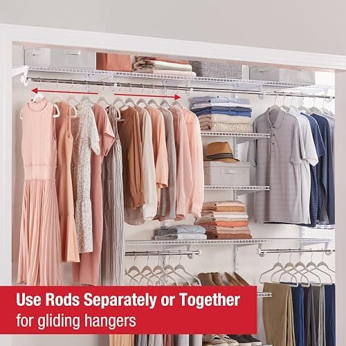 Rubbermaid Configurations Custom Closet Kit 4-8 Ft. Adjustable Metal Wire Shelving White Finish Expandable Organization System Hardware Included for Home Closet/Pantry/Laundry/Mudroom thumbnail 4