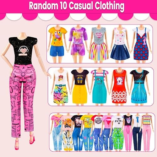137 Pcs Doll Closet Playset Clothes and Accessories for 11.5 Inch Dolls, Included Princess Dresses,Fashion Dresses,Casual Clothing,Swimsuits,Bags,Shoes,Doll Dress up Toys for Girls Kids Toddlers Gifts thumbnail 7