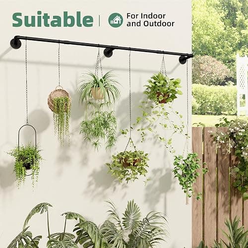 Galood Plant Hanger Indoor with 6 Hanging Chains Hanging Planters for Indoor Plants Hanging Plant Holder Window Plants Rod Black Metal Shelves(70.8 Inch Pot not Included thumbnail 5